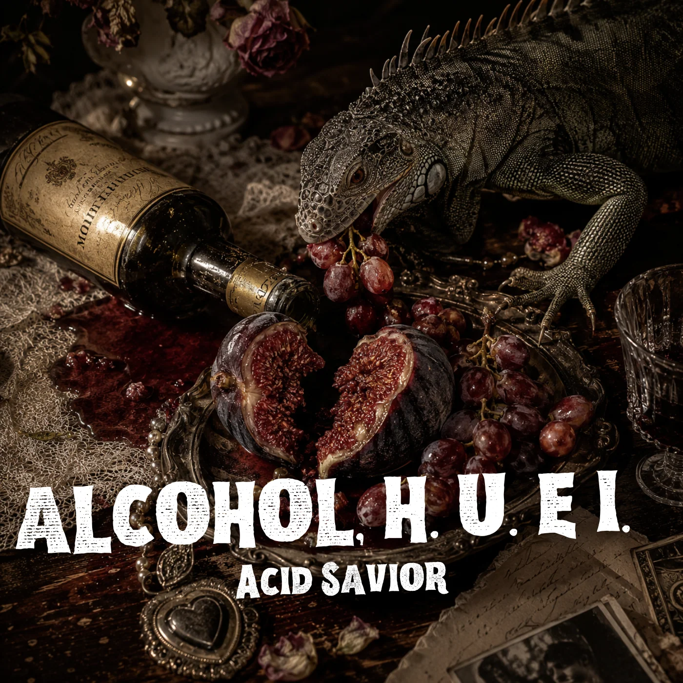 Alcohol, Higo, Uvas e Iguanas